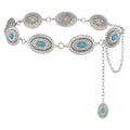 XZQTIVE Women Boho Chain Belts For Dresses Jeans Western Cowgirl Waist Links Belt Adjustable Metal Concho Belt - size: Fit Waist upto 36inches, style: Matte Turquoise Silver