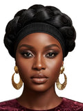 Woeoe African Headwrap Gold Braided Turbans for Women - color: Black
