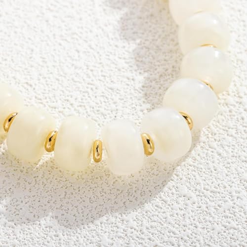 Chunky Beaded Bracelets for Women Boho Multicolor Acrylic Resin Beads Bracelet Adjustable Statement Bracelet Summer Beaded Jewelry - color: Beads bracelet--white