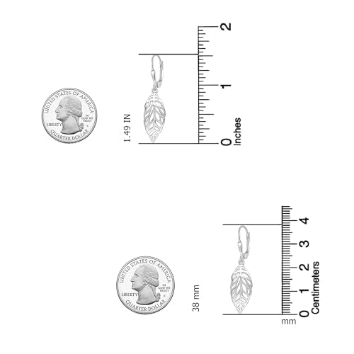 LeCalla 925 Sterling Silver Drop Earrings | Lever-Back Drop Earrings | Hypoallergenic Silver Teardrop Leverback Dangle Earring for Women Jewelry Gifts - color: Boho Leaf Drop-38MM