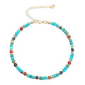 Natural Stone Beaded Anklets Bracelets for Women Handmade Beaded Anklet Bracelet Waterproof Boho Beads Ankle Bracelet Adjustable Summer Jewelry - color: light blue A