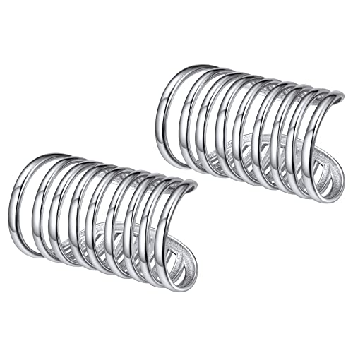 ChicSilver 925 Sterling Silver Ear Cuff Earrings Non Piercing Clip on Cartilage Cuff Earrings for Women - style: E: Multi Lines