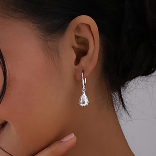 LeCalla 925 Sterling Silver Leverback Drop Earrings | Lightweight Italian Teardrop Dangle Earring for Women - color: Oval Shape Drop