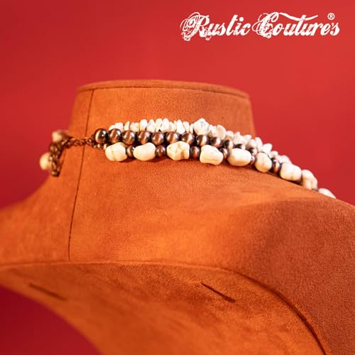 Montana West Rustic Couture's Western Jewelry Set for Women Cowgirl Vintage Western Necklace Earring - color: K-White