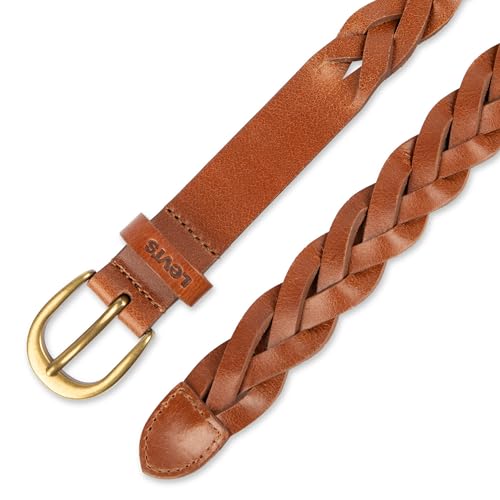 Levi's Women's Fully Adjustable Casual Leather Braided Belt for Jeans and Dresses - color: Tan Braid, size: Medium