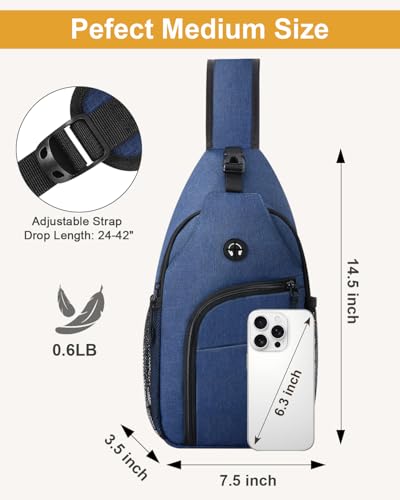 Pritent Crossbody Bags for Women Man Waterproof Sling Bag Backpack Trendy Casual Cross Body Bag with Convertible Shoulder Strap Chest Bag for Camping Hiking Travel Essentials (Blue, Medium) - color: Blue, size: Medium