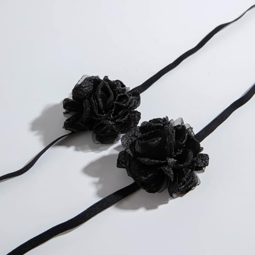Dainty Black Upper Arm Cuff Bracelet for Women, Gothic Halloween Sexy Lace Harness Armlet Adjustable Upper Arm Chain Bangle Arm Band for Women - color: Black flower