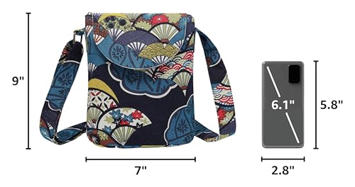 OPQRSTU Women's Retro Small Size Canvas Shoulder Bag Hippie Boho Crossbody Handbag - color: Blue