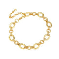 Fashion 18K Gold-Plated Wide Women's Chain Bracelet with Large and Small O-Shaped Links | Exquisite Layered Women's Gold Chain Bracelet