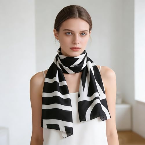 Silk Scarf Mulberry Silk Fashion Scarves Long Lightweight Shawl Wrap … - color: W42