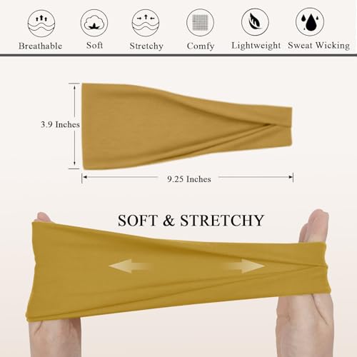 Sefiinh Headbands For Women Headband Elastic Soft Head Bands For Women's Hair Accessories Womens Fashion Yoga Fabric Hair Band 6 Pcs - color: Solid Color