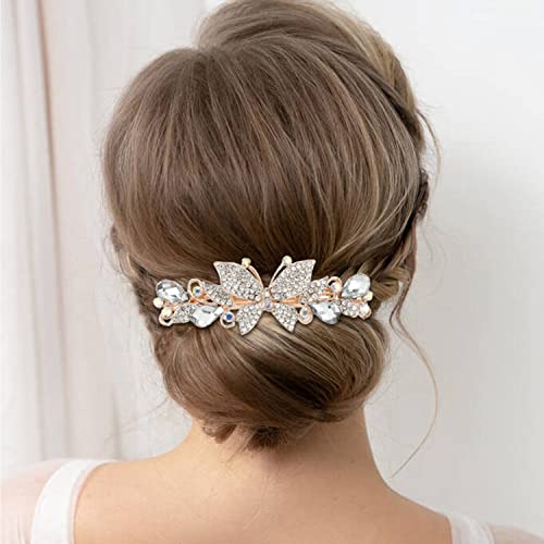 inSowni 4 Pack Luxury Glitter Sparkly Jeweled Gems Crystal Rhinestone Butterfly Metal French Hair Barrettes Fancy Bling Alligator Snap Butterflies Hair Clips Headpieces Accessories for Women Girls - color: 4 Pack Fancy Glitter Decorative Butterfly Rhinest