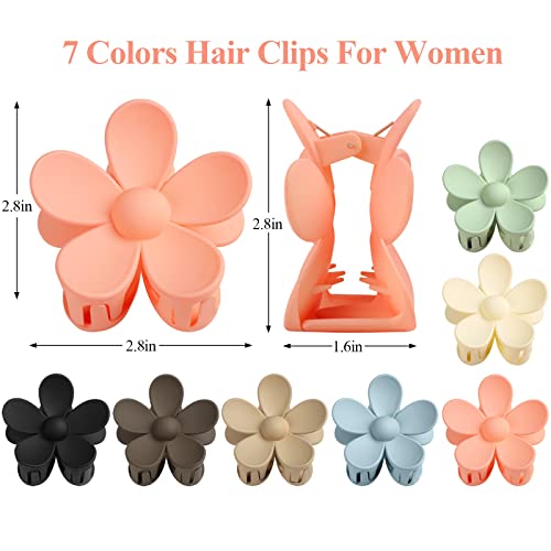Flower Claw Clip 7 PCS Claw Clips, Hair Clips for Women Non Slip for Thick Hair Women Girls Gifts, 7 Colors - color: 7 Color