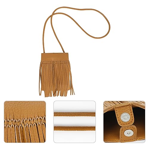 Women Leather Fringe Messenger Bag Mini Hobo Crossbody Tassel Shoulder Bags - color: Brown