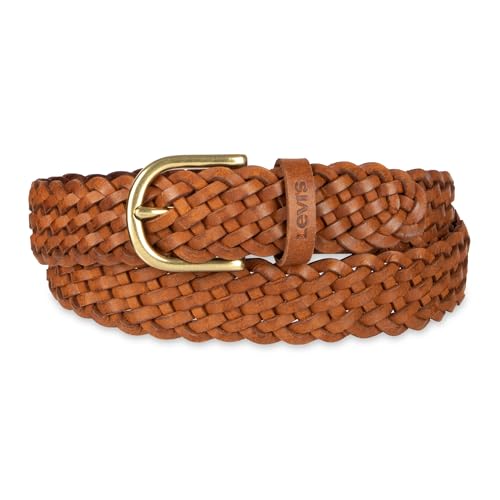 Levi's Women's Fully Adjustable Casual Leather Braided Belt for Jeans and Dresses - color: Tan, size: Large