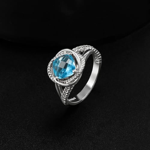 Designer Cubic Zirconia Statement Ring Antique Twisted Cable Wire Rings for Women Fashion Jewelry Gift - color: Blue