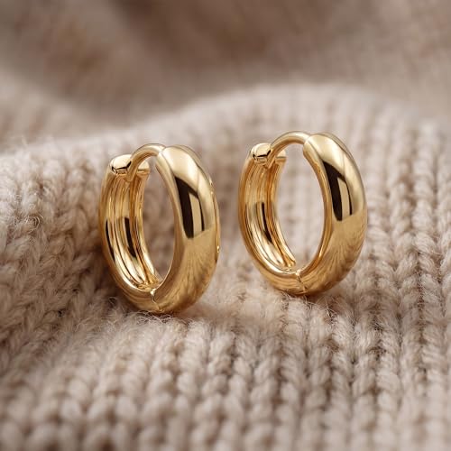 MYEARS Women Earrings Gold Huggie Hoop 14K Small Simple Hypoallergenic Everyday Jewelry - style: Band