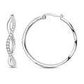 Parmuz 925 Sterling Silver Earrings Hoops for Women Ladies Simple Lightweight Twisted Medium Hoop Earrings With Cubic Zirconia Hypoallergenic Jewelry for Her - color: black