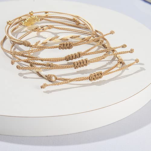 FANCY SHINY Easter Gifts Basket Stuffers Sunflower String Bracelet Boho Braided Rope Wrap Bracelets Cute Summer Beach Surfer Jewelry for Women - color: Sand