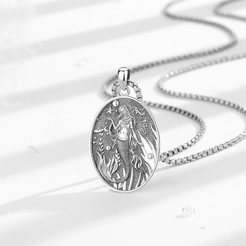 INFUSEU Mystical Hecate Triple Moon Goddess Necklaces, Divine Feminine Protection Gifts - style: Mermaid