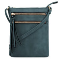 DELUXITY Crossbody Purse Bag Shoulder Bag Multi Pocket Zipper Purse - color: Dark Teal