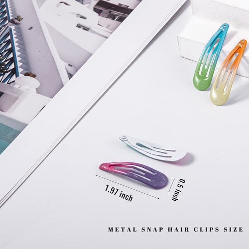20 PCS Metal Snap Hair Clips Water Drop No Slip Barrettes for Women Bright Small Hair Clips For Thick And Thin Fine Hair,Assorted Colors,1.97 x 0.5 In. - color: Assorted Colors