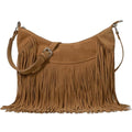 Sunwel Fashion Women Fringe Hobo Bag Western Purse Shoulder Bag Vegan Suede Tassel Hippie Crossbody Bag - color: Brown