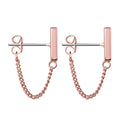 Chain Earrings for Women Small Sterling Silver Post Bar Drop Dangle Earrings Minimalist Stud Earring Hypoallergenic Dangly Jewelry Gift - color: small chain stud/rose gold