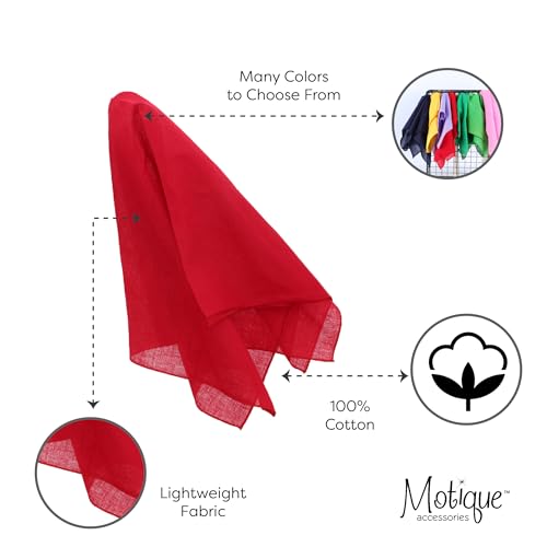 Motique Accessories Solid Color Bandana - Set of 6 Bandannas - color: Red