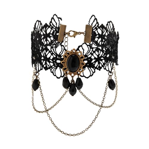 Dainty Black Upper Arm Cuff Bracelet for Women, Gothic Halloween Sexy Lace Harness Armlet Adjustable Upper Arm Chain Bangle Arm Band for Women - color: Lace