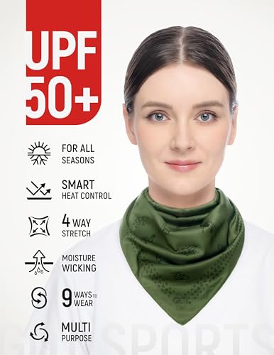 GOT Sports UPF 50+ Cooling Bandana for Men & Women - Thermoregulation, Moisture-Wicking, Sun Protection Bandana Neck Wraps - color: Olive Green Origami