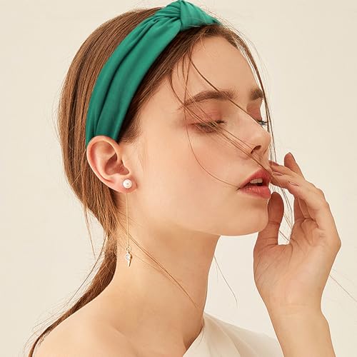Green Knotted Headbands for Women Wide Knot Hair Bands Girls Hair Accessories for Christmas Birthday Party Supplies - color: Green