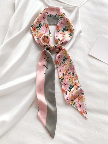 4/40 Pcs Hair Scarf for Women, 35"x2.36" Lightweight Silk Headband, Purse & Bag Scarves Gift Collection - color: Floral Multicolor