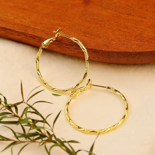 ToHeart Gold Hoop Earrings for Women Twist Hoop Earrings Gold Plated - style: Hoop Earrings D