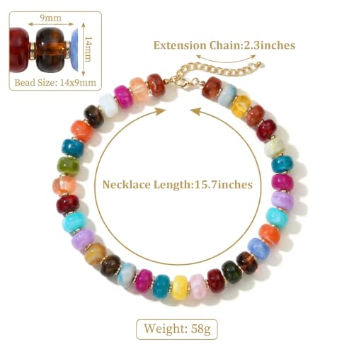Chunky Beaded Starfish Shell Necklace for Women Colorful Boho Summer Chain Choker Beach Necklace with Acrylic Beads Trendy Chunky Jewelry Gifts - color: Colorful