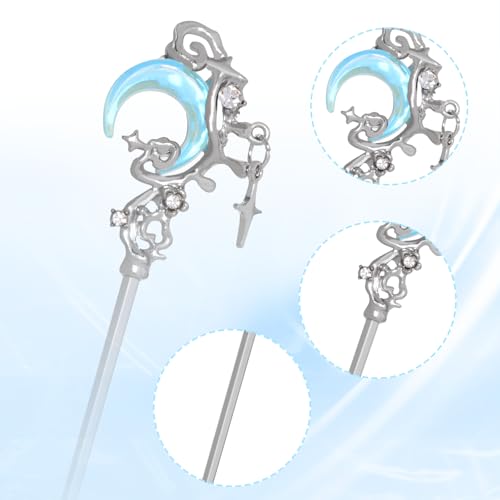 6PCS Star Moon Hair Sticks for Buns Asian Vintage Hair Chopsticks Chinese Hanfu Costume Retro Vintage Fancy Headpieces Accessoriesfor Girls Women