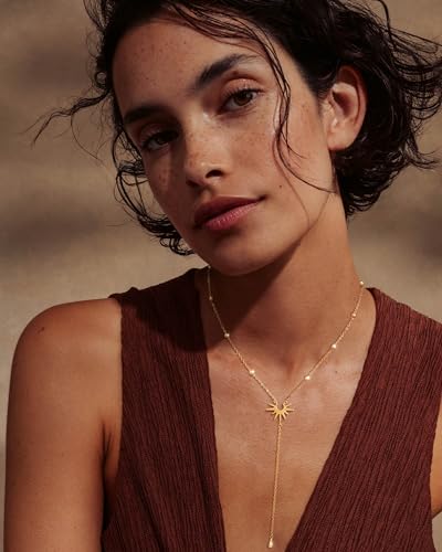 Freekiss Gold Pendant Necklace for Women, Dainty Diamond Necklaces for Women Simple 14K Gold Plated Paperclip Choker Necklaces Cute Minimalist Open Oval Necklaces Gold Jewelry for Women Gifts - color: Gold, style: Sunburst-GOLD