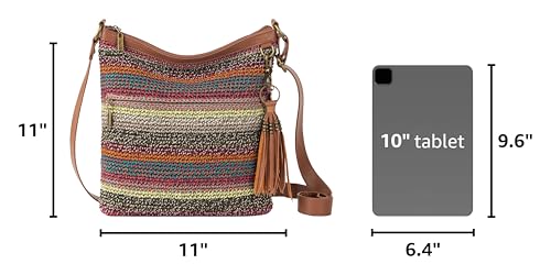 The Sak Lucia Crossbody Bag in Crochet, Convertible Purse with Adjustable Shoulder Strap - color: Sunset Stripe