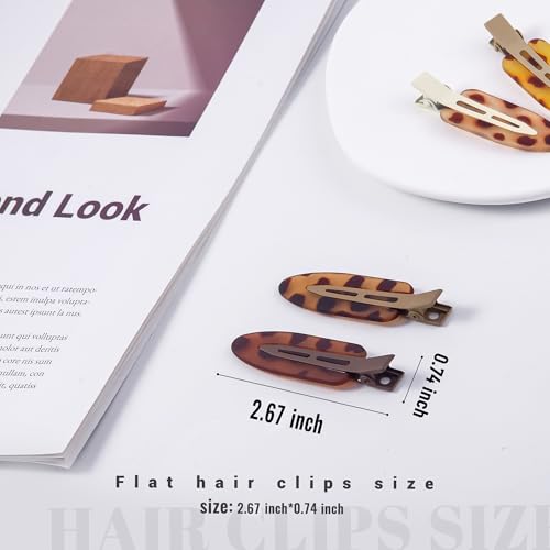 10 Pcs Creaseless No Crease No Bend Flat Hair Clips For Styling Non Slip Makeup Clips For Women Salon Hairstyle,Tortoiseshell - color: Tortoiseshell