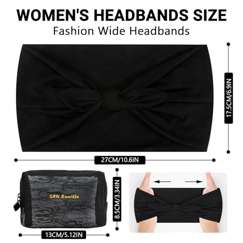 S&N Remille Wide Headbands for Women, Large Hairband, Elastic Non-Slip Headband Twist Knotted Accessories, Yoga Workout Vintage Hair 3 Pack (Multi-colored-2) - color: Multi-colored-2