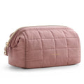 BAGSMART Makeup Bag Travel Toiletry Bag, Puffy Padded Make Up Bags for Women Makeup Organizer Case, Wide-open Pouch Purse Travel Essentials Toiletries Accessories Brushes, Dark Pink - color: 02-Dusty Rose Pink