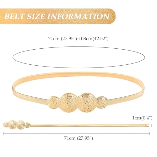 E-Clover Womens Fashion Metal Stretch Waist Skinny Belt Waistband - color: Gold-0020