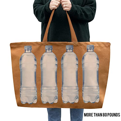 Large Canvas Tote Bag-Extra Big Shopping Beach Totes Bags Reusable Largest Grocery Plain Solid Bag 28"x8"x16" - color: Brown