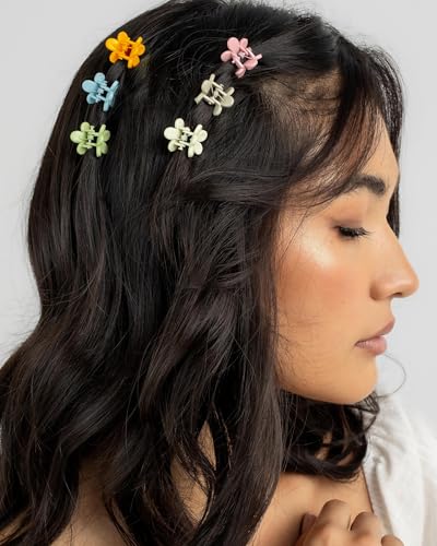 Mini Flower Hair Clips 100Pcs, Small Hair Clips Mini Claw Clips Cute Jaw Clips Hair Pins Hair Barrettes Hair Accessories for Women Girls Kids Teens - color: Colorful