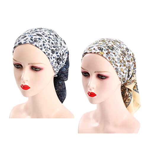 K-Elewon 27.5” Women Medium Square Scarf Head Scarf- 2PCS Neck Scarf Hair Scarf Head Sleeping Wraps Scarfs for Women H07 - color: Se08(2pcs)
