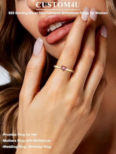 Custom4U Personalized 1-4 Birthstone Rings for Women Promise Rings for Her Sterling Silver Mothers Ring Customized Cubic Zirconia Stones Wedding/Valentine's Day/Mother's Day Jewelry Gift for Mom Wife - color: A-1 Name-Gold