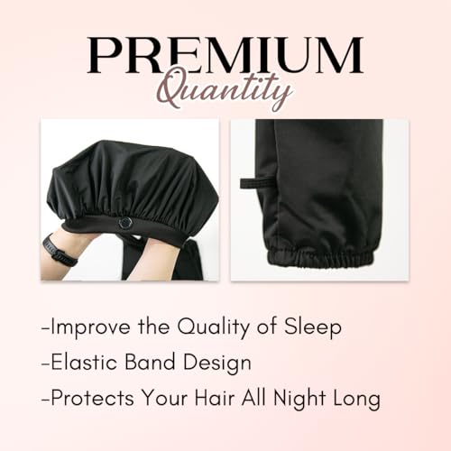 Bonnet for Braids, Braid Bonnets for Sleeping Women, Long Hair for Women, 2 in 1 Hair & Braids Protection - color: New Black