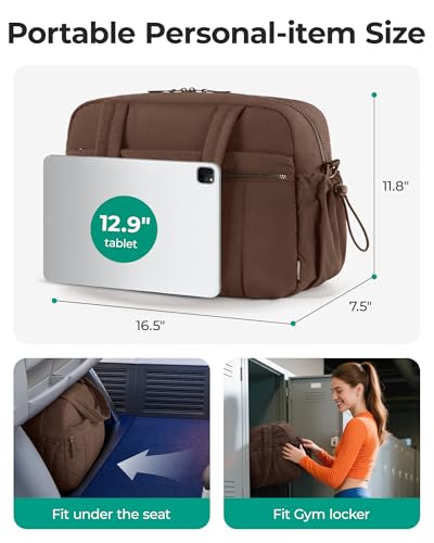 BAGSMART Gym Bag for Women, Duffle Bag for Travel with Wet Pocket, Lightweight Carry on Weekender Duffel, Water Resistant - color: Chocolate, size: Medium