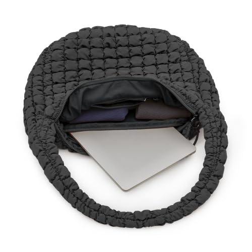 ODODOS Quilted Carryall Tote Bag for Women Crossbody Hobo Lightweight Padding Shoulder Bag - color: Charcoal