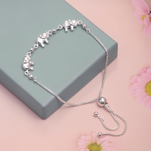 LeCalla 925 Sterling Silver Bolo Bracelet | Women's Italian Handmade Solid Adjustable Bolo Slider Bracelet | Lightweight Chain Bracelet Jewelry for Wife Girlfriend Her - color: Elephant Sliding Bolo